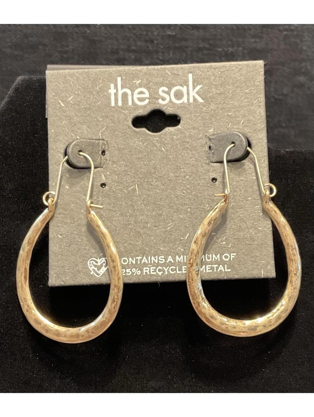NWT The SAK Gold Tone Tear Drop Hoop Earring # 1387